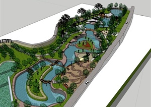 某水景休闲公园景观设计SU(草图大师)模型