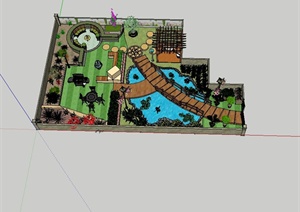 私家别墅的后花园设计SU(草图大师)模型