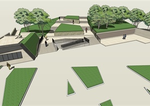 某公园入口建筑及景观设计SU(草图大师)模型