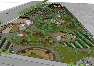 某城市休闲公园景规划设计sketchupSU(草图大师)模型