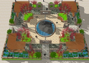 某现代风格庭院花园设计SU(草图大师)模型