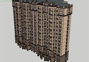法式高层住宅楼SketchupSU(草图大师)模型