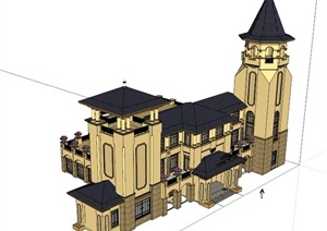 欧式娱乐会所建筑设计SketchupSU(草图大师)模型