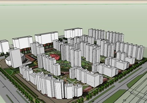 简约高层住宅小区规划设计SU(草图大师)模型