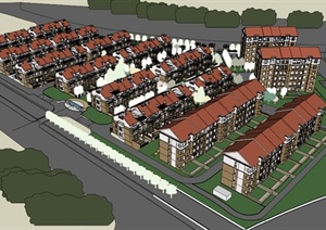 多层住宅小区建筑规划设计SU(草图大师)模型