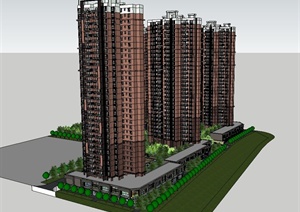 某现代高层住宅小区规划设计SU(草图大师)模型