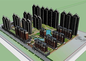 某完整住宅小区规划设计SU(草图大师)模型
