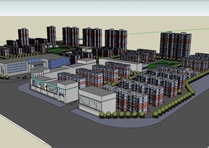 某现代风格住宅小区规划设计SU(草图大师)模型