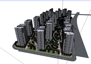 某现代风格完整住宅小区规划设计SU(草图大师)模型