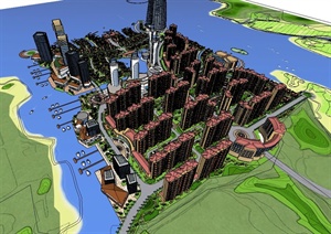 某欧式风格精致住宅小区详细规划设计SU(草图大师)模型