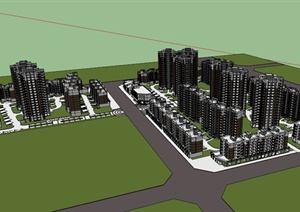 现代大型住宅建筑群规划设计SU(草图大师)模型