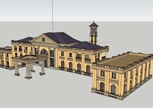 法式会所建筑SketchupSU(草图大师)模型