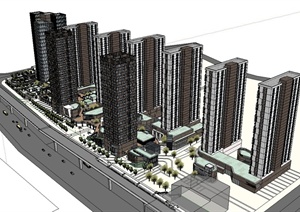 某现代高层商业住宅小区规划设计SU(草图大师)模型
