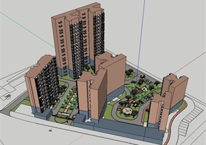 现代住宅小区规划设计SU(草图大师)模型