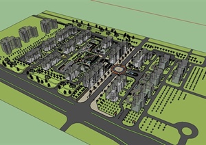 现代住宅小区景观规划设计SU(草图大师)模型