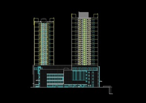 现代商业二号楼高层住宅建筑设计cad方案图