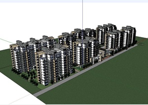 现代风格完整住宅小区景观及建筑规划设计SU(草图大师)模型