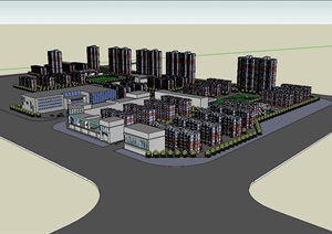 某现代精致住宅小区规划设计SU(草图大师)模型