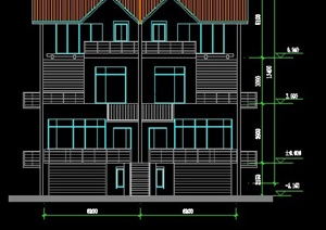 北美风格双拼别墅建筑方案图