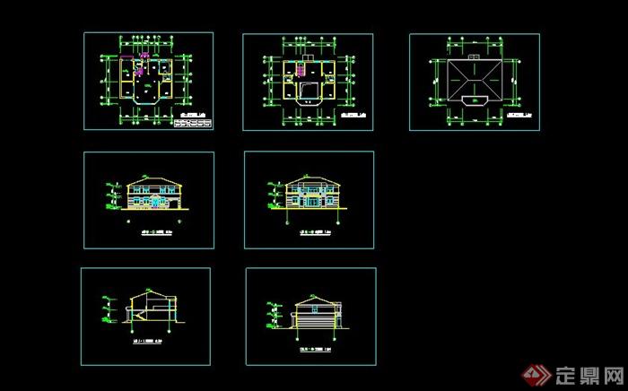 北美风格别墅平立剖CAD方案(4)