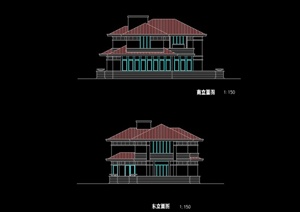 北美风格独栋别墅住宅楼设计cad方案图