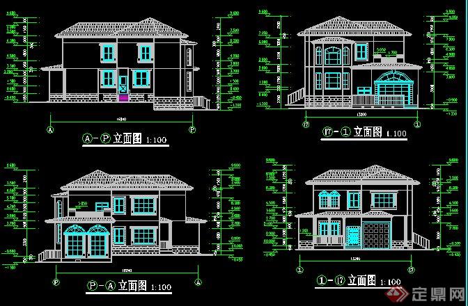 北美风格双层别墅住宅建筑设计图(1)