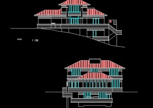 北美风格山地别墅住宅建筑方案图