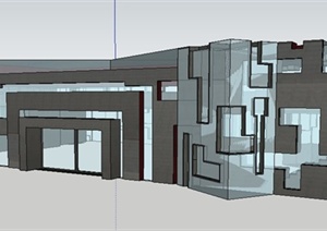两栋现代风格售楼部建筑设计SU(草图大师)模型