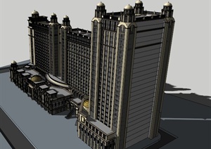 欧式商业街住宅建筑设计SketchupSU(草图大师)模型