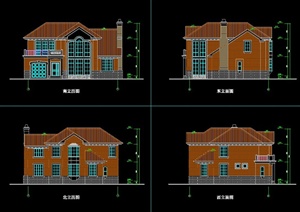某北美风格详细别墅设计cad方案图