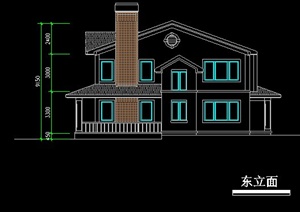 北美风格双层别墅建筑方案图