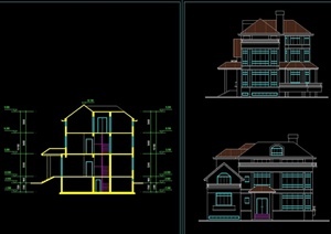 某北美风格住宅别墅建筑设计cad方案图