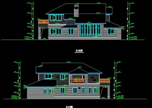 北美风格复式别墅住宅建筑方案图