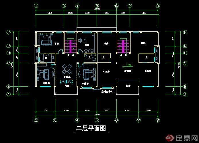 新中式双拼民宅建筑设计方案图(2)