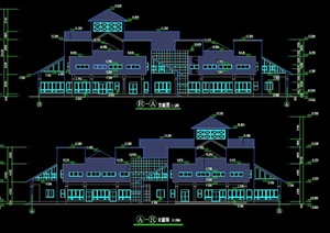 北美风格组合商业办公楼建筑方案图