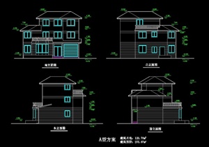 某北美风格详细独栋别墅楼建筑设计cad方案图