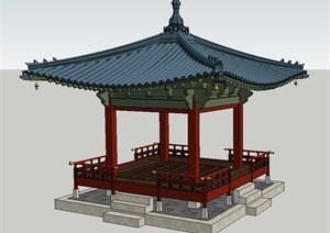 某古典中式风格古建亭设计SU(草图大师)模型