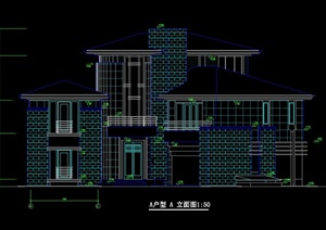 北京某经典美式别墅设计cad平立剖方案图