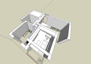 现代简约室内住宅户型SU(草图大师)模型