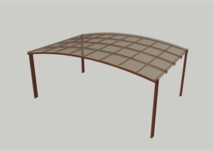 现代风格钢构木质庭院车棚设计SU(草图大师)模型