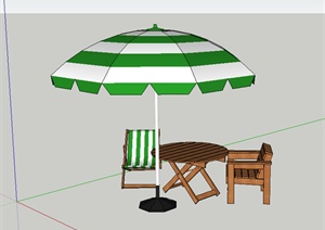 现代风格休闲遮阳伞桌椅设计SU(草图大师)模型