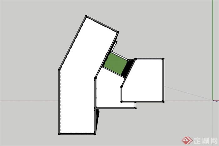 花卉图案镂空商住建筑设计SU模型(2)