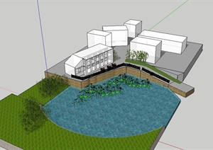 某现代住宅小区部分景观规划设计SU(草图大师)模型