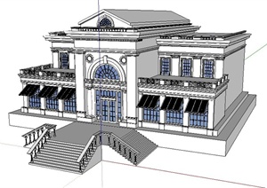 欧式风格市政大厅建筑SU(草图大师)模型