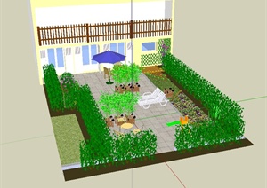 现代风格住宅庭院花园设计SU(草图大师)模型