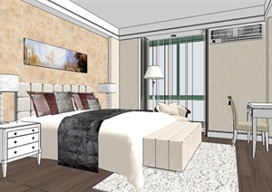 现代风格精致室内卧室设计SU(草图大师)模型