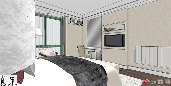 现代风格精致室内卧室设计SU模型(2)