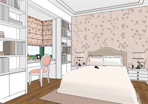 现代风格室内卧室装饰设计SU(草图大师)模型