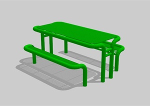 绿色户外桌椅组合设计SU(草图大师)模型