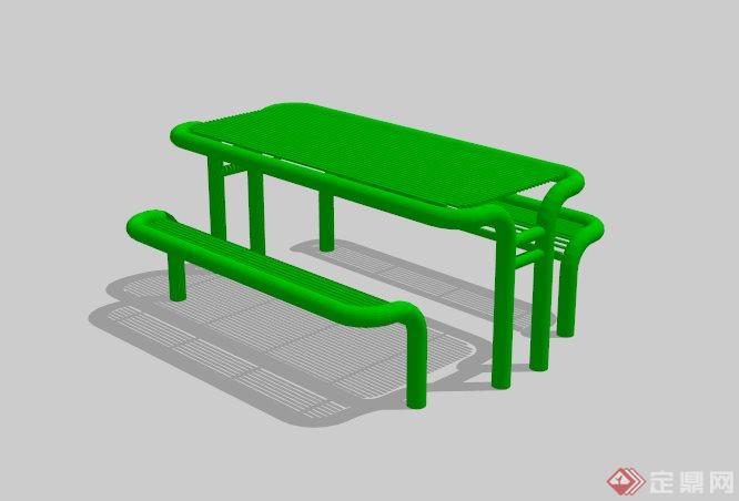 绿色户外桌椅组合设计SU模型(1)